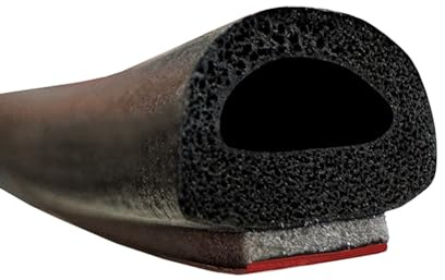 Goma estanqueidad Universal con adhesivo 5m para junta de puerta, sellado puerta caravana, naval, maquinaria agrícola etc. NEGRO