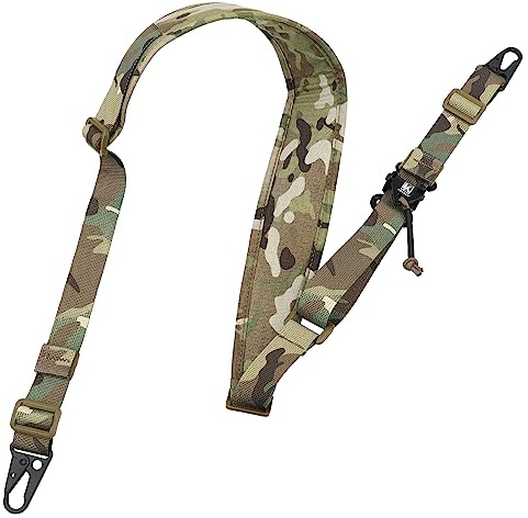 KRYDEX 1 Point / 2 Points Tactique Sling rembourrées Combat Tir Sling avec Crochets en métal pour Fusil Airsoft Shotgun