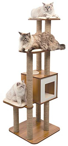 Catit Vesper Kattmöbler High Base XL, valnöt, kubgrotta med 3 plattformar