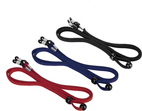 Inzopo Brillenband PU Leder Brillenband Brillenband Brillenbänder Retainer, Schwarz + Rot + Dunkelblau, One size