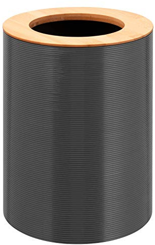 bremermann Secchio per cosmetici SEGNO in bambù e plastica, pattumiera, 5,5 litri (grigio)
