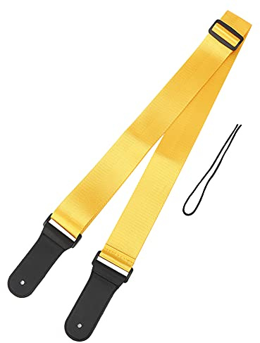 Jenngaoo Gitarrengurt, Gitarrenband für Kinders & Erwachsene, Verstellbarer Gurt Gitarre Guitar Strap für Akustikgitarre E-Gitarre Westerngitarre E Bass und Ukulele - 5cm Breite (Golden)