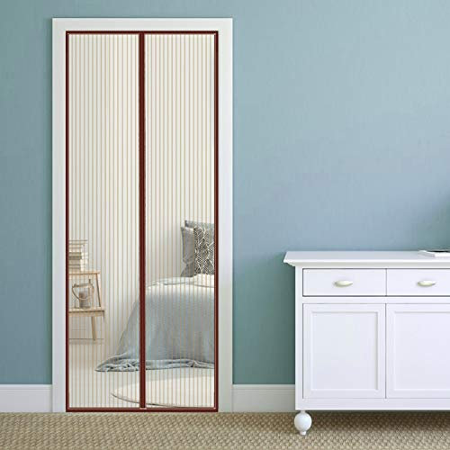 GOUTUI Fliegengitter Magnet 105x260cm Insektenschutz Fliegenvorhang Moskitonetz Automatisches Schließen für Balkontür Wohnzimmer Schiebetür Flure Türen, Brown A