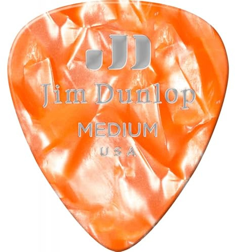 DUNLOP - plektrum - äkta celluloid Classic, Player's Pack med 12, orange perloid, medium