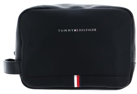 Tommy Hilfiger Herren Kulturbeutel TH Corporate Washbag Pu Kunstleder, Schwarz (Black), Einheitsgröße