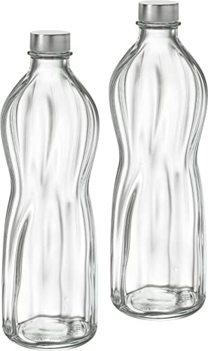 Emilja Aqua Wasserflaschen Glasflaschen 1 Liter - 2 Stück
