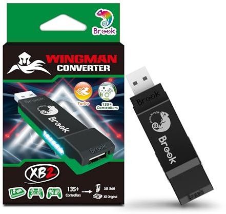 Brook Wingman XB 2 Converter - Wireless Controller Adapter for Xbox Consoles and PC, Supports Remap and Adjustable Turbo