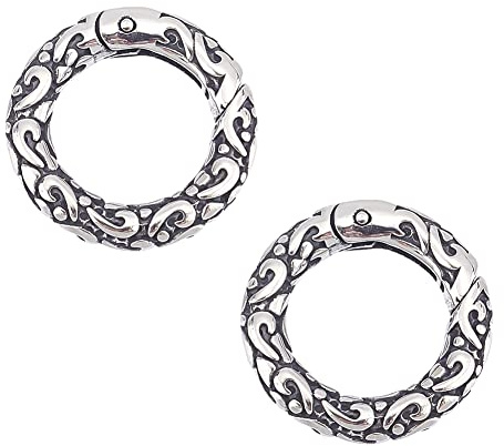UNICRAFTALE 2 Stk Tibetischer Stil Karabiner Ringe Edelstahl Strukturierte Schnappverschlüsse 6 Gauge Karabinerhaken Schlüsselanhänger Spring Gate Ringe Für Taschen Schultergurte Schlüsselanhänger