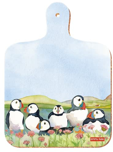SEA Thrift Puffins - Emma Ball Colourful Mini Kitchen Chopping Board - 23.5 cm