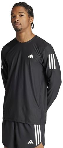 adidas För Män Own the Run Long Sleeve Tee, Black/White, S