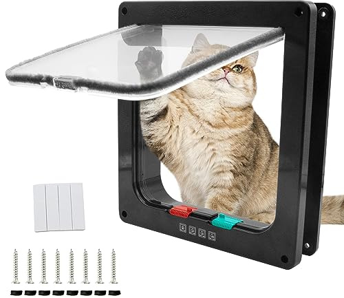 Chatière pour Chat,Porte pour Animaux de Compagnie,Chiens ou Petits Animaux Contrlable Verrouillable Facile à Installer,(Taille extérieure 25cm x 23.5cm)