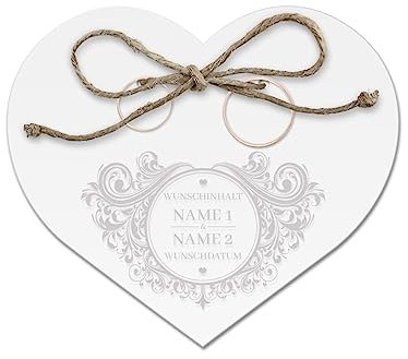 Acrylglas Ringkissen personalisiert zur Hochzeit Standesamt mit Lasergravur mit individuellen Namen und Datum klein und modern - Vintage