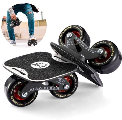 Kapmore Roller Road Drift Skates Plate, Tragbares Split-Skateboard mit rutschfestem Aluminiumlegierungsbrett, Stahlgestell, verbreiterten PU-Rädern, hochwertigen Lagern