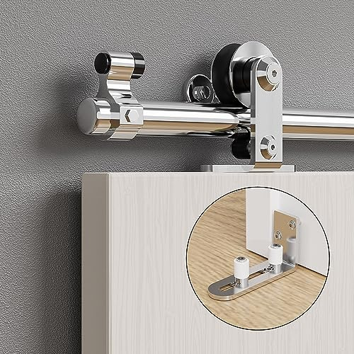 ETIASQSA 152CM/5FT Rail Sliding Barn Door Hardware Kit Stainless Steel Track Roller Accessory for Single Door(T)