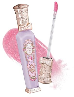 Flower Knows Violet Strawberry Rococo Glowy Lip Gloss,Moisturizing Shimmery Transparent Pink Plumping Lip Oil,Hydrating Lip Tint for Girls&Women,Vegan & Cruelty-Free,0.12 Fl Oz(G03 Berry Bomb)