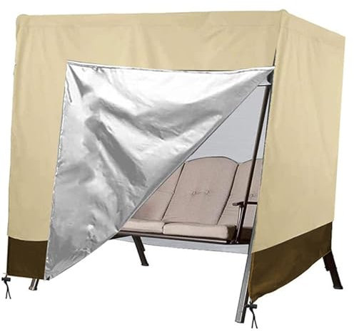 Abdeckung für Hollywoodschaukel 2- 3-4Sitzer,Wasserdicht Schutzhülle für Gartenschaukel , 210D Oxford Abdeckplane Abdeckhauben für Swing Schaukelbank mit Reißverschlüsse(Size:220*125*170cm,Color:Beig