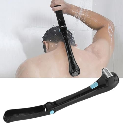Back Hair Shaver, Mens Electric Do-it-Yourself Long Handle Back Hair Shaver, 180 Degrees Foldable & Cordless Design for Men Shaving Groomer Trimmer