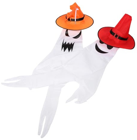 Yardwe 4 Piezas Banderín De Fantasma Resplandeciente Mangas De Viento Fantasma Luz De Calabaza De Halloween Decoraciones Aire De Halloween Decoración Aire Poliéster