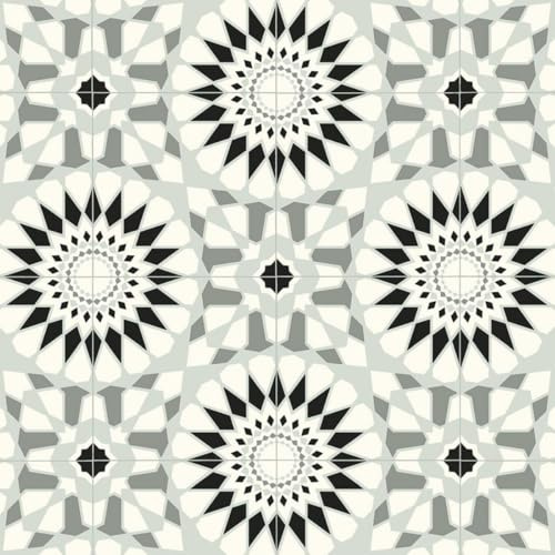 Black & White Modern Designer Effect Anti-Slip Vinyl Flooring For Kitchen, & Bathroom, 2.8mm Thick Foam Backed Vinyl Sheet, 5 Years Warranty-4 X 3 mt