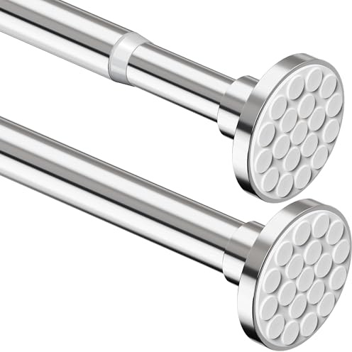 Extra lång gardinstång utan borrning, teleskopgardinstång, utdragbar gardinstång, för badrum, sovrum, silver (85-270 cm, Φ32 mm)