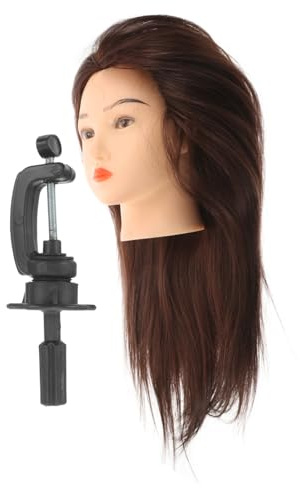 VICASKY Mannequinkopf Mit Echthaar Für Haarstyling-übung Inklusive Halterung Für Friseurtraining Und Make-up-praxis