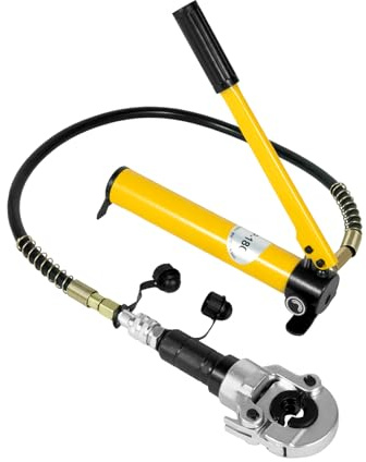 Jiumxliu 6T Hydraulische Crimpzange TH-Kontur V-Kontur Rohrpresszange mit 360° Drehbarem Presszange Kupferrohr Backeneinsätze V12,V15,V18,V22,V28,TH16,TH20,TH25,TH32 incl