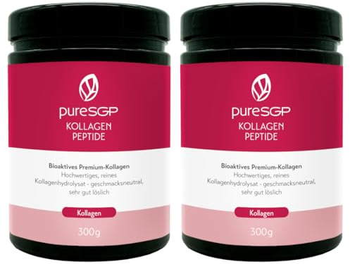pureSGP® Kollagen [2x300g]: Reinstes Kollagen in Apothekenqualität | Bioaktive Premium-Peptide aus hochwertigem Kollagenhydrolysat. Mit Vitamin C & Biotin - Geschmacksneutral - Sehr gut löslich.