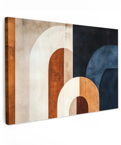 MuchoWow© Leinwand Groß XXL Deko Schlafzimmer Aesthetic Leinwandbilder | 120x80 cm - Wohnzimmer Gemälde Foto Geschenk Living Room Decoration Abstrakt - Formen - Dunkelblau