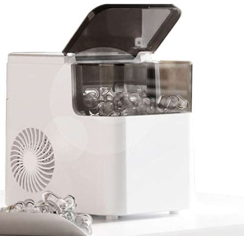 SHENGSHIYU Macchina per Ghiaccio da Casa,12kg/24h,Conservazione Ghiaccio 0,5kg,165W Basso Consumo,Produce Cubetti da 6g e 5g,Portatile Macchina di Ghiaccio Silenziosa per Singoli e Piccoli Gruppi