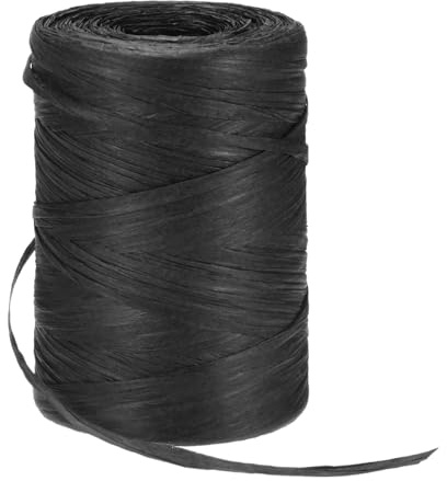 M METERXITY Raffia Garn Zum Häkeln 328 Yards 5mm Raffia Papier Bastelband Flaches Band Für Geschenkverpackung/DIY/Sonnenhüte Taschen/Festdekoration Pcspapierschnur [Schwarz]