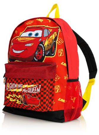 Disney Cars Lightning McQueen Backpack for Boys – Kids School Bag with Front Pocket & Side Mesh – Back to School Travel Bag