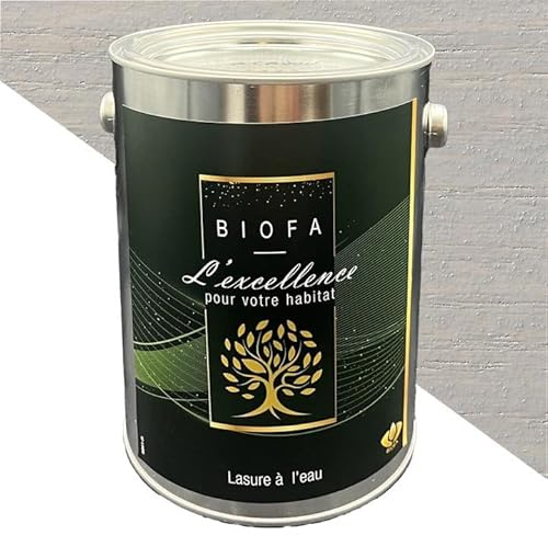 Lasure à l'eau Biofa 2,5L - pour bois intérieur et extérieur - Faible en COV (Gris)