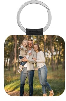 Jovivi Personalisierte Schlüsselanhänger mit Foto Bild Doppelseitige Gravur Selbst Gestalten Foto Beidseitig Anhänger Glücksbringer Personalisierte Geschenke für Partner Freunde Familie