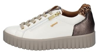 IGI&Co Scarpe Sneakers in Pelle con Zip Donna Inverno 8680111 Ares Suola Chunky Bianco - Taupe (39)