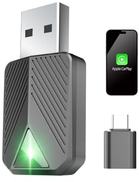 kinmaizi Mini Adattatore Wireless CarPlay – per iPhone Upgrade 2025, Adattatore USB/Type-C senza fili, Connessione Veloce, Connessione Automatica, Compatibile con iOS 10+(2016 e successivi)