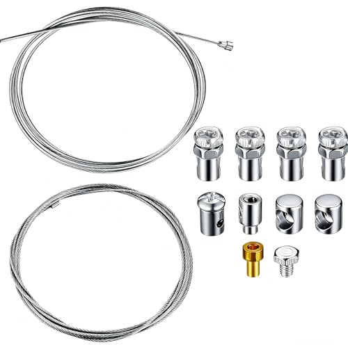 VYNZOR Kit de Réparation Universel de Câbles pour Moto, 2 Pièces 2 Mètres Câble d'Accélérateur, de Frein et d'Embrayage avec 9 Raccords, pour Vélo, Scooter, Tondeuse, Motoculteur (Ø1.5mm et 2.0mm)
