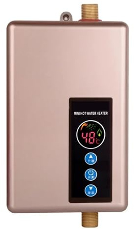 Riscaldatore Di Acqua Elettrico Senza Serbatoio Istantaneo Fissato Al Muro Delo Scaldabagno Elettrico 5500W For La Cucina Bagno Doccia Riscaldamento Veloce Del'acqua(Gold)