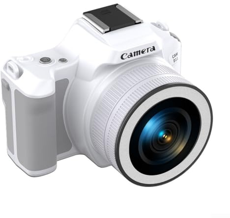 Cámara digital con sensor de 48 MP, zoom de 16X, video 2K, 12 luces LED de relleno, transferencia de archivos OTG y diseño portátil para viajes y fotografía de naturaleza (blanco)