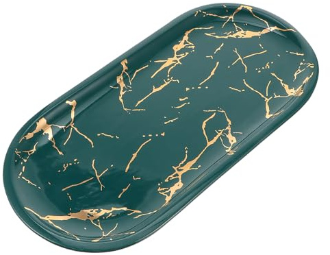 SEWACC Plateau de Sushis Marbré en Céramique Vert, Petit Format | Finition Mate, Lignes Simples et Nettes, Adapté aux Bijoux Service Alimentaire