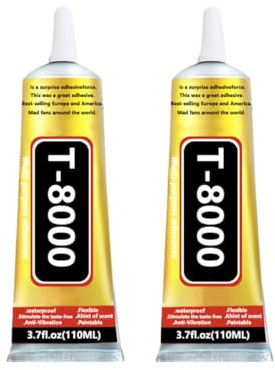 T8000 multifunktionellt mobiltelefonlim – klart kontaktlim för mobiltelefondisplayreparationer, smycken, glas, läder och hantverk, vattentätt superlim 110 ml (2 st)