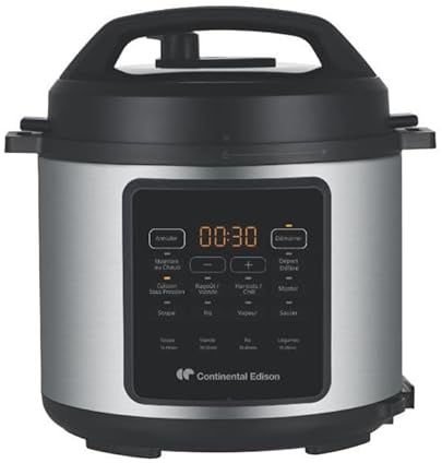 Continental Edison CEMCSP10006L - Olla a presión a presión – 6 l – 1000 W – Negro y acero inoxidable