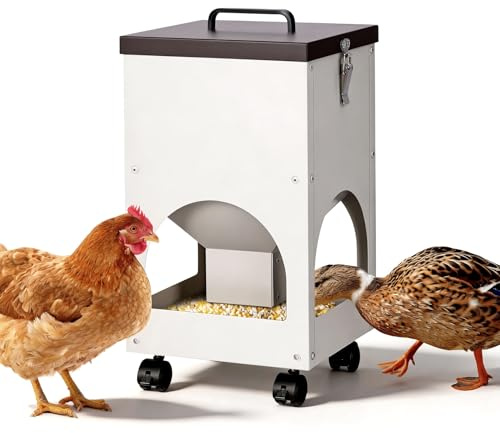 MUYIRTED Hühnerfutter Automat Aus Metall, 8kg Futterautoma Geflügel, Futterspender Für Hühner, Enten, Truthähne, Stärke, Einfache Reinigung