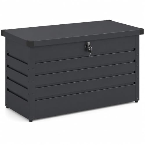 Koll Living Gartenbox Torix | 300/600 Liter | pulverbeschichtetes Metall, Anthrazit | mit Gasdruckfeder | UV- und witterungsbeständig (350 Liter)