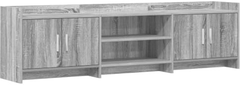 Boltkex TV-Lowboard 168 x 33 x 47 cm grå Sonoma-träbaserade material med 4 dörrar, kabelgenomföring, förvaringsutrymme, mediemöbler för vardagsrum hemmabio
