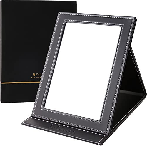 DUcare Klappbar Tschspiegel - Reisespiegel Schminkspiegel Klappbar Make-up, Tragbar Kosmetikspiegel, Spiegel für Tischplatte, Handheld, Zuhause und Reisenutzung (20x15CM/Schwarz)