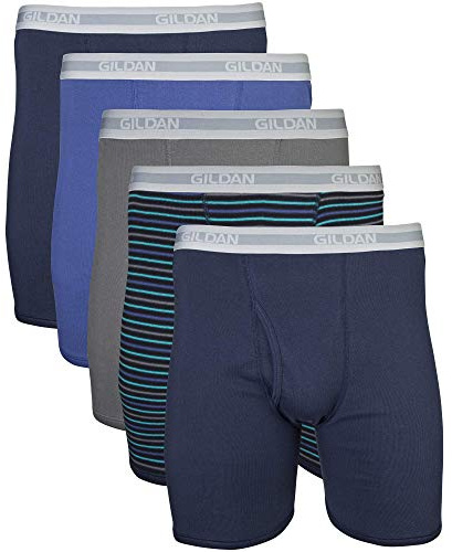 Gildan herr boxershorts med normal ben, multipack (förpackning med 5), Blandad marin (5-pack), XL