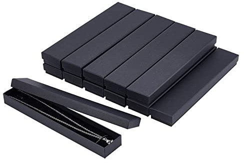 NBEADS 12 Pezzi Scatola per Gioielli, Scatola di Cartone con Spugna di Velluto per Confezione Regalo con Bracciale Collana, Nero, 21x4x2cm