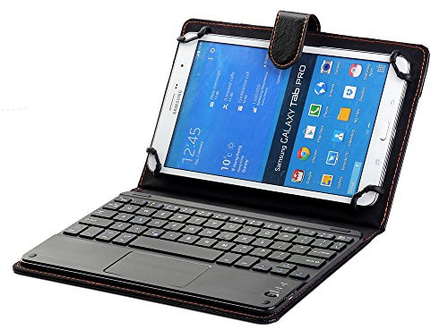 SCIMIN Funda para teclado Asus Memo Pad 8, Universal 8 '' a 8.9'' Tablet Keyboard Folio Case Funda de piel sintética con teclado Bluetooth (TOUCHPAD Mouse) para Asus Memo Pad 8 (ME180A/ME181C)