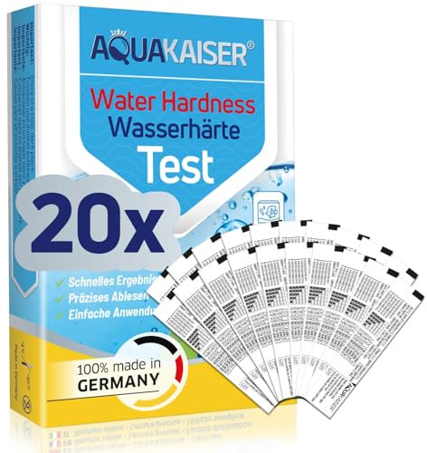 Wasserhärte Teststreifen °dH – 20 Stück – einzeln versiegelt – Made in Germany – Wasserhärtetest für Trinkwasser, Pool, Aquarium, Geschirrspüler