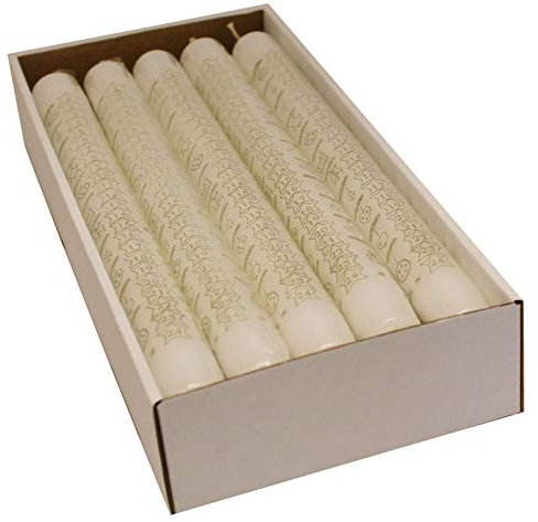 Ebersbacher Kerzenfabrik GmbH Adventskalenderkerzen Sterne weiß mit goldenem Druck 10 Stück ca. (ØxH) 22 x 250 mm